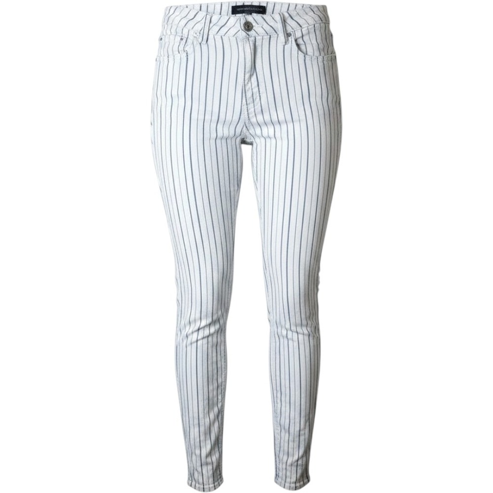 Scotch & Soda La Bohemienne Mid Rise Skinny Jean 28 White Blue Stripe Nautical